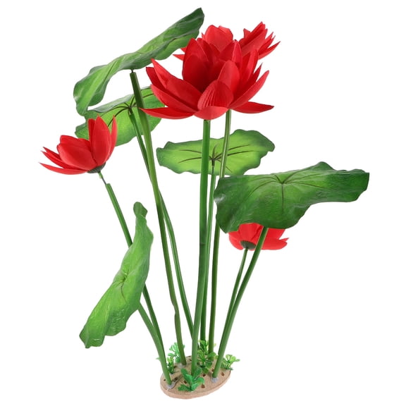 CTIRCHIU Artificial Fish Tank Plants Lotus Flowers Plastic Red Landscaping 1Pack