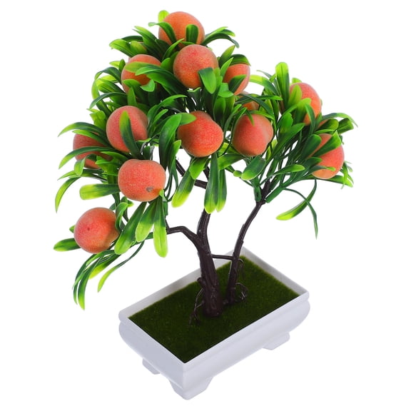 CTIRCHIU Artificial Potted Peach Tree Bonsai Decorative Plant for Office and Home Display