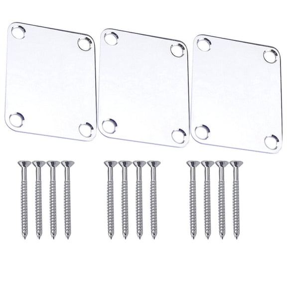 CTIRCHIU 3Pcs Metal Guitar Neck Plate Plated Silver for Bass and Electric Guitar Neck Strengthening