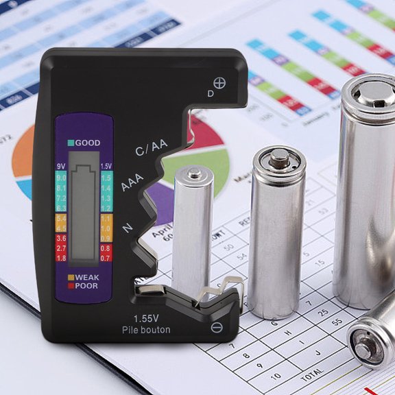 CTIRCHIU Black Battery Measuring Tool for Accurate Testing of Small Batteries Aa Aaa Button