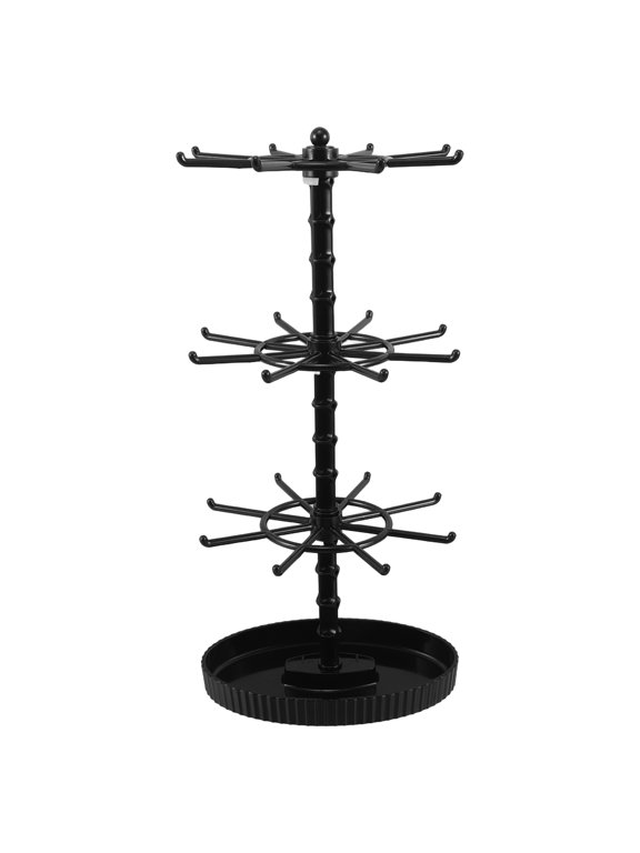 Black 3-Tier Rotatable Decorative Jewelry Holder Stand Organizer