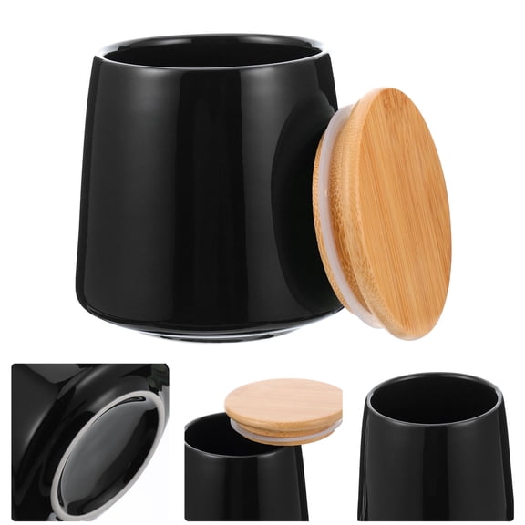 CTIRCHIU Black Ceramic Kitchen Storage Tank for Home Use Stylish Cereal Holder Keeps Food Fresh 1000ml