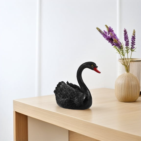 CTIRCHIU Black Plastic Floating Swan Pond Statue for Outdoor Decoration Enhances Gardens and Pools 17.5 Inches