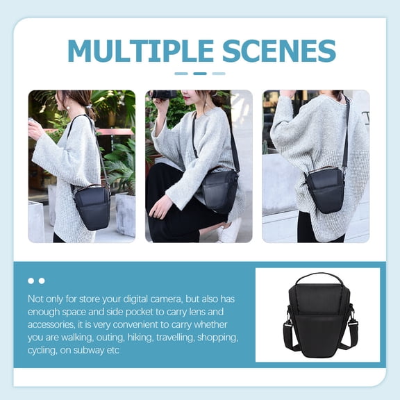 CTIRCHIU Black Small Camera Pouch with Shock Resistant Padding for Travel and Outdoor Use