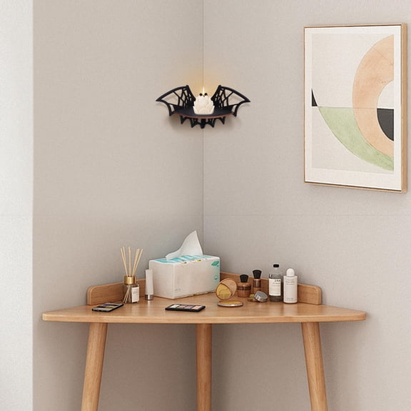 CTIRCHIU Wooden Corner Shelf Wall Mount Black with Creative Hollow Design for Kitchen
