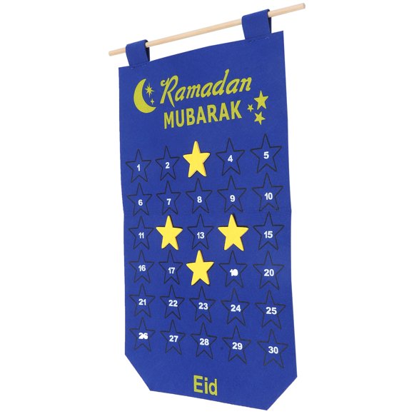 CTIRCHIU Blue Felt Office Calendar Decoration for Ramadan and Eid Festivals 1Pcs