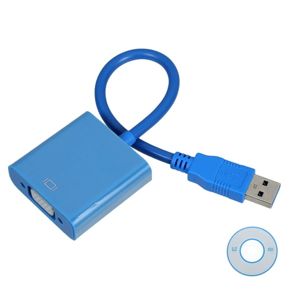 CTIRCHIU Blue USB to Vga Adapter for Digital Converting and Extra Monitor Connection