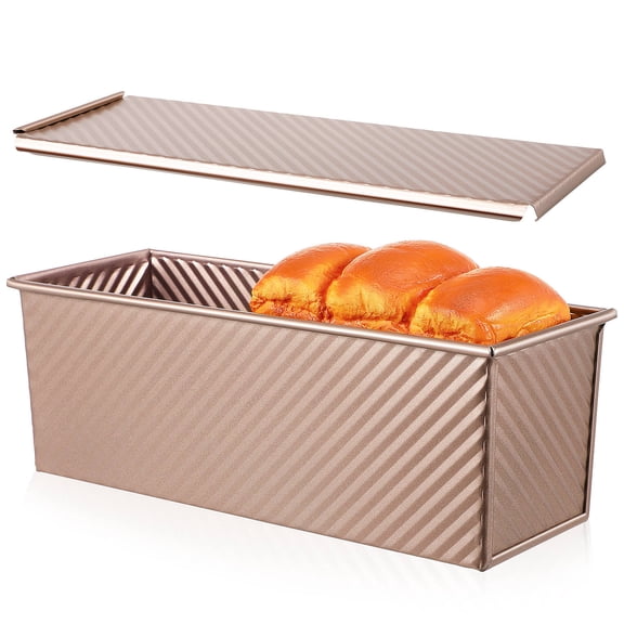 CTIRCHIU Metal Bread Box Large Rectangular Loaf Pan with Lid Even Heat Distribution