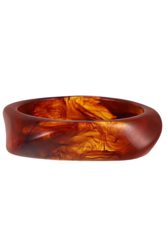 Brown Resin Bangle Bracelet with Unique Geometric Square Design for Comfortable Everyday Wear