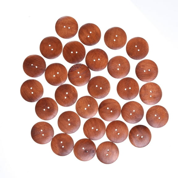 CTIRCHIU Brown Wooden Buttons for Sewing 30PCS Durable 2 Holes Round Design Ideal for DIY Crafts 40MM