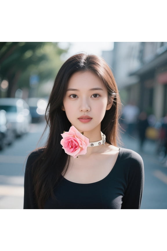 Butterfly Orchid Floral Choker Necklace Lightweight Adjustable Cord Chain for Daily Beach Accessory