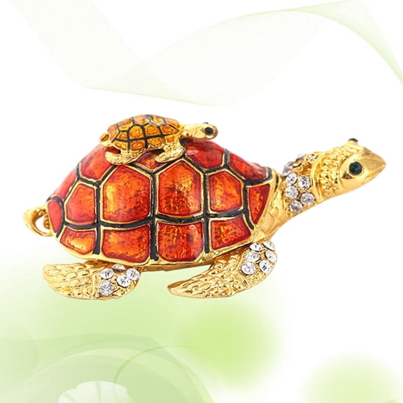 CTIRCHIU Small Turtle Figurine Metal Crafts Ornaments Orange 1Pcs for Indoor Use