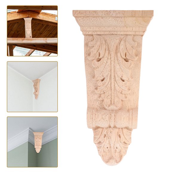 CTIRCHIU Carved Wooden Corbels, Khaki Rustic European Style Decorative Support Brackets for Home Decor, Shelf