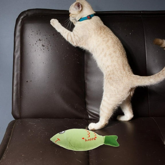 CTIRCHIU Cat Pool Toy for Indoor Cats Plush Fish Shape Satisfies Natural Instincts 1Pcs
