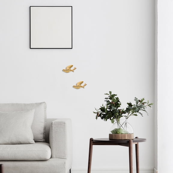 CTIRCHIU Matte Finish Ceramic Bird Wall Sculpture Golden Hanging Wall Art for Rustic and Modern Interiors