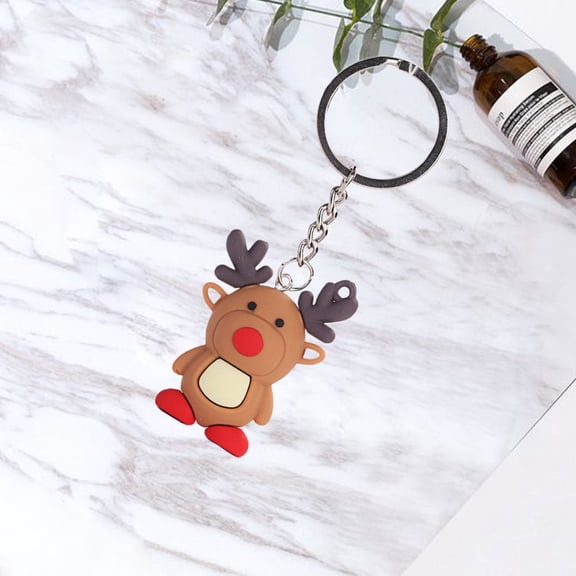 CTIRCHIU Retro Style 3D Brown Christmas Keychain Holiday Keyring Decorative Charm for Festive Key Accessories, 1 Piece