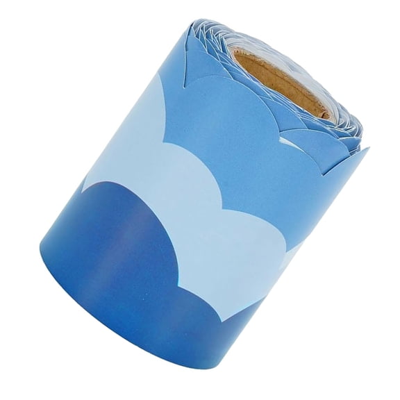CTIRCHIU Cloud Border for Bulletin Board Blue Scalloped Shape Coated Paper 1 Roll Classroom Style