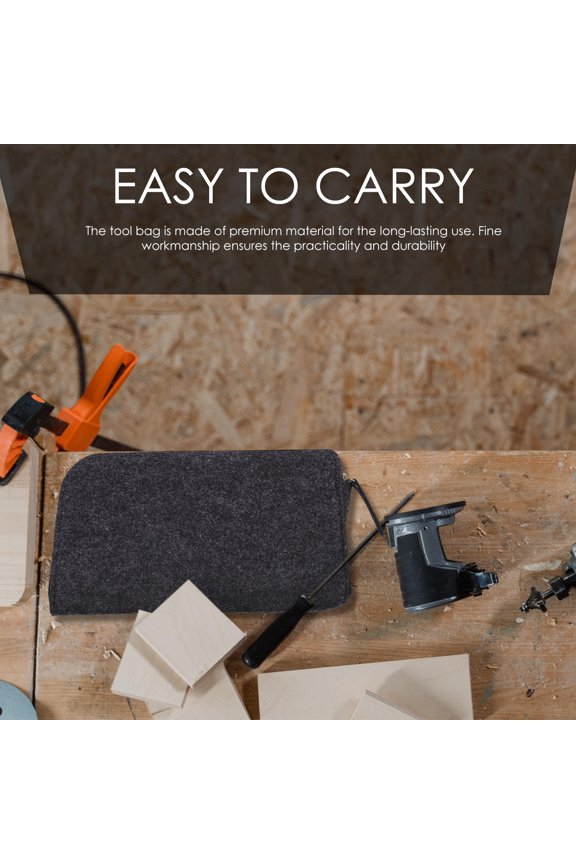 Construction Bag Black Felt Zipper Design Storage for Professionals 1Set