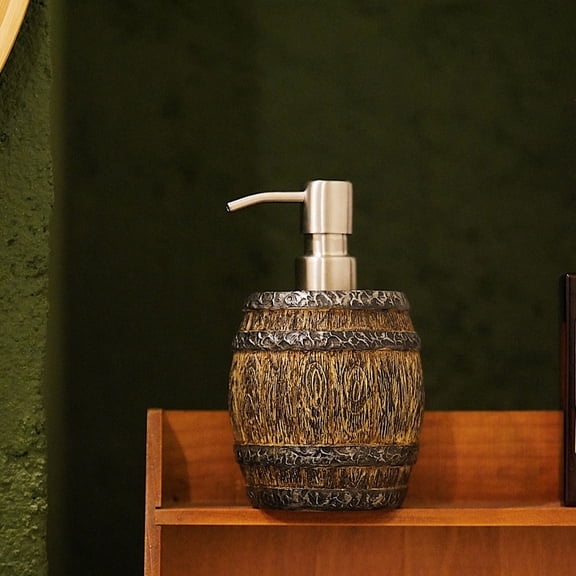CTIRCHIU Wood Resin Vintage Style Liquid Soap Dispenser with Press Pump for Kitchen