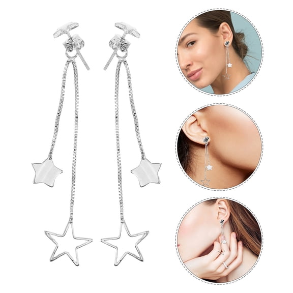 CTIRCHIU Copper Long Star Tassel Earrings for Decoration Geometric Design Medium Length
