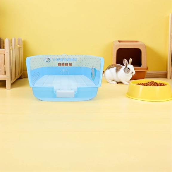 CTIRCHIU Corner Litter Box for Small Animals Sky Blue ABS with Raised Edges and Grid