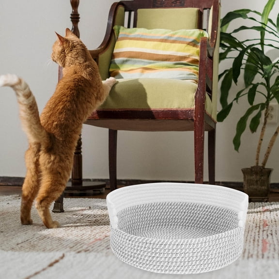 CTIRCHIU Cotton Rope Woven Cat Bed Basket, Washable Indoor Comfort for Small Pets