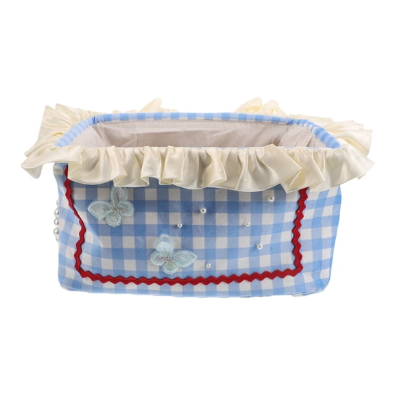 CTIRCHIU Cotton Fabric Desktop Organizer Basket with Lace Design for Home Use