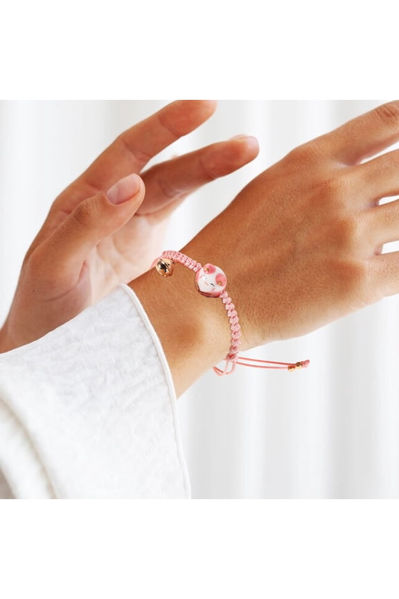 Cute Cat Charm Bracelet for Women's Adjustable Wax String Multi Color Ceramic Design Perfect for Decoration