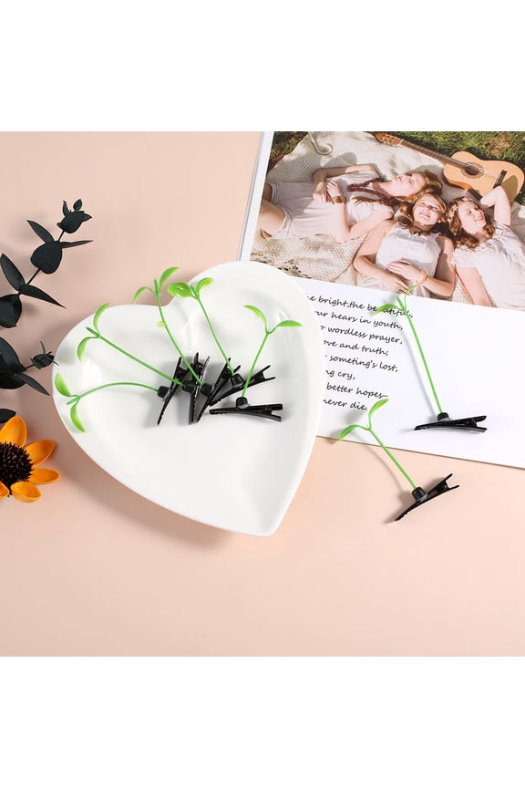 40Pcs Bean Sprout Hair Clips Green Hair Barrettes Simulation Plant Costume Accessories for Girls