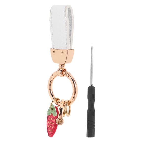 CTIRCHIU Creative Strawberry Keychain White Zinc Alloy PU Durable Bag Charm