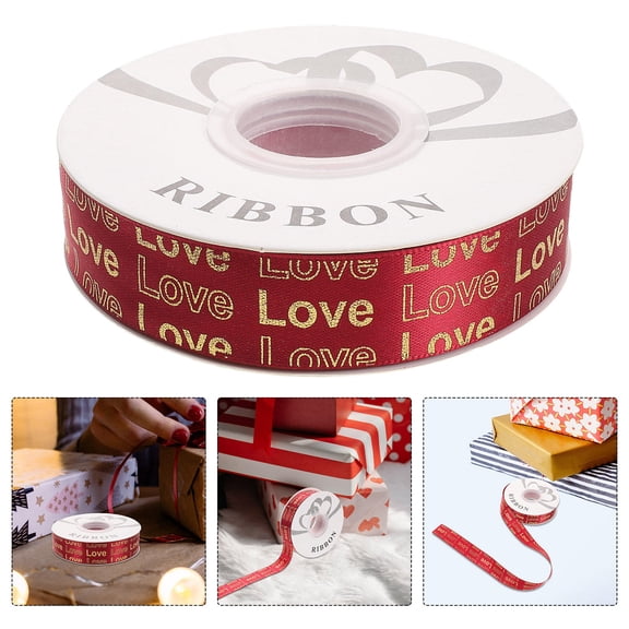 CTIRCHIU Dark Red Polyester Ribbon with Foil for Wrapping, Craft Projects, and Decorative Packaging