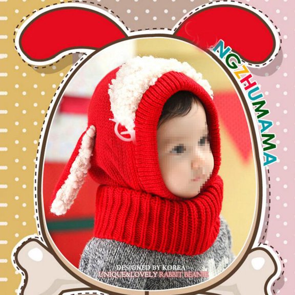 CTIRCHIU Red Knitted Woolen Coif Hat and Scarf Set Winter Warm Soft Comfortable Accessory