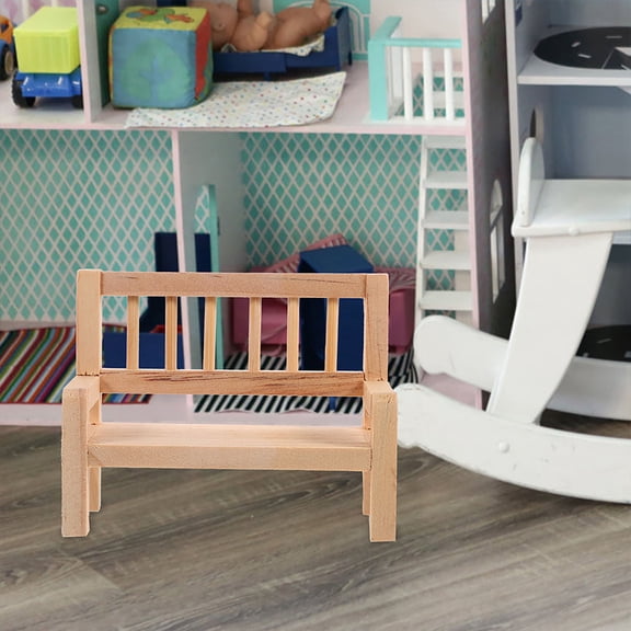 CTIRCHIU Dollhouse Bench Realistic Khaki Wood for Hobbyists 1Pack