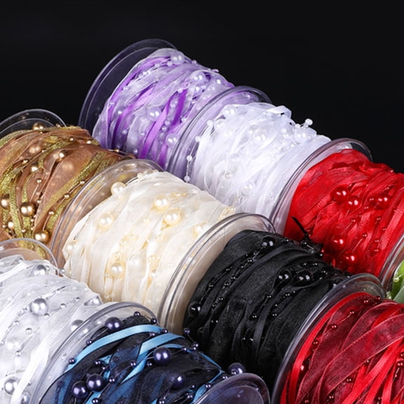 CTIRCHIU Durable Decorative Beaded Ribbon Black for Wedding and Christmas DIY Projects