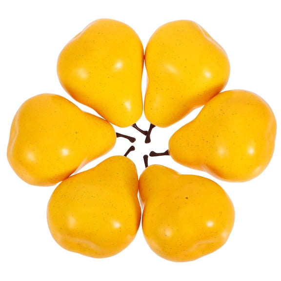 CTIRCHIU Set of 6 Realistic Yellow Artificial Pears, Plastic Fruit Decor for Home, Kitchen, Photography, and Event Styling