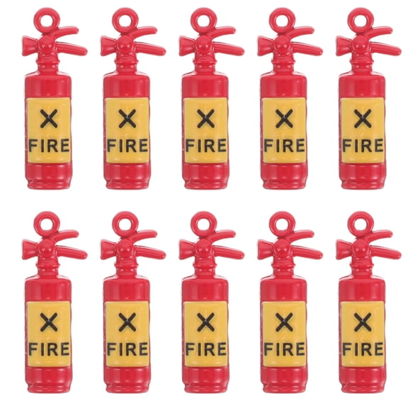 CTIRCHIU Fire Extinguisher Diy Crafts Fireman Pendant Crafts for Keychain Designs Red 10Pcs Set