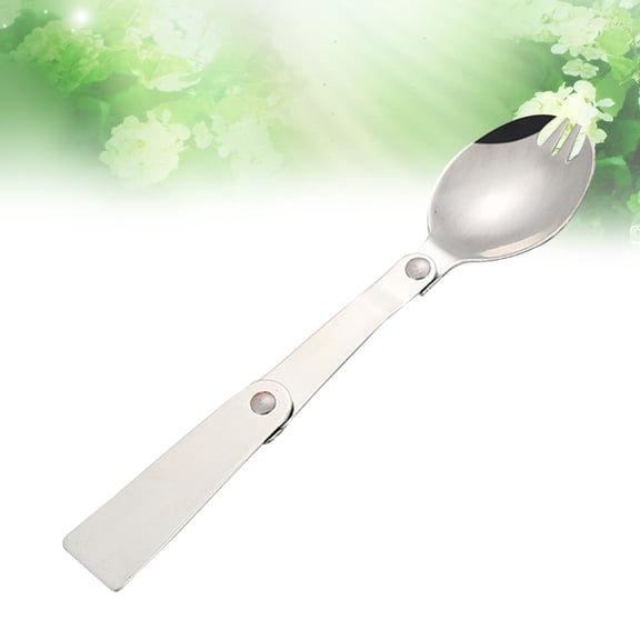 CTIRCHIU Foldable Stainless Steel Travel Spoon Silver Foldable Design for Outdoor Picnic Camping