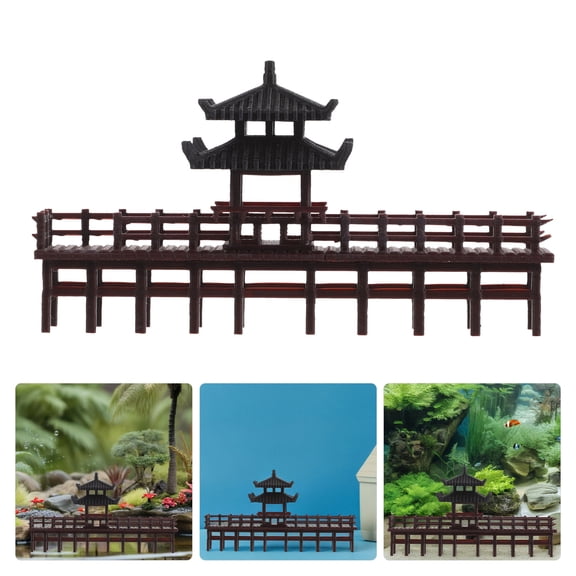CTIRCHIU Miniature Garden Pavilion Bridge Ornament, Plastic Tabletop Decor Centerpiece for Indoor and Outdoor Home Use, 1 Piece