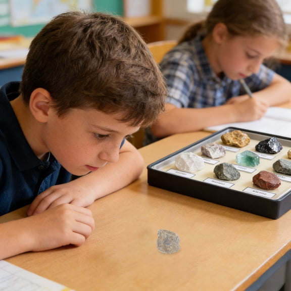 CTIRCHIU Geology Classroom Rock Specimen Set with Labeled Mineral Samples for Identification