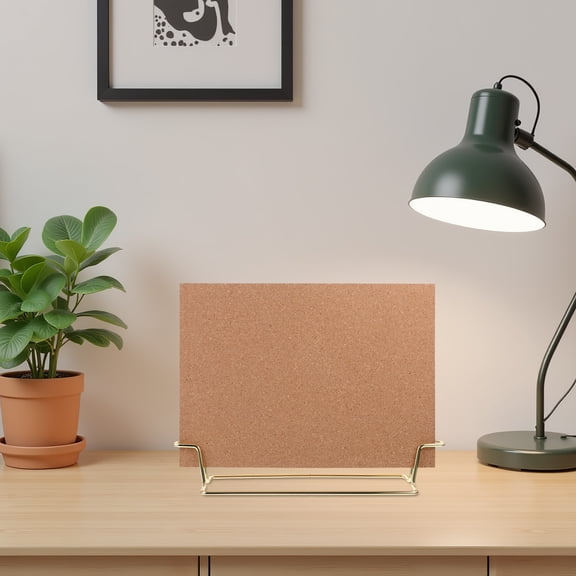 CTIRCHIU Golden Cork Board for Desk Office Memo Board Small Standing Display Solution
