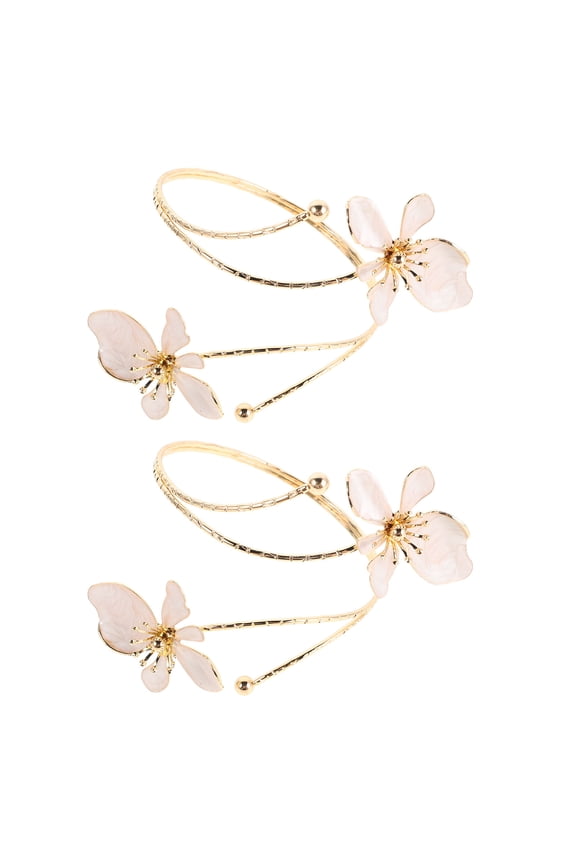 Golden Flower Arm Cuff for Decoration Adjustable Alloy Bracelet with Charming Floral Aesthetic 2pcs