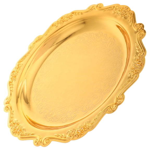 CTIRCHIU Golden Iron Serving Platter Tray with Vintage Design for Elegant Wedding Decor and Snacks