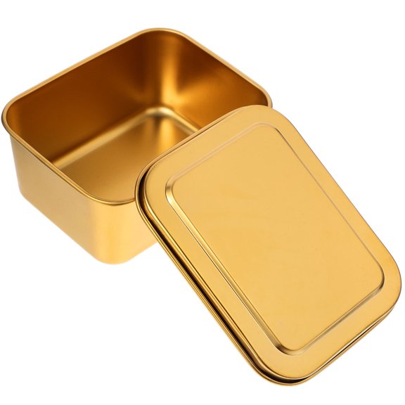 CTIRCHIU Golden Stainless Steel Cake Box with Lid for Tiramisu, Mousses, and Desserts - Home Use Container
