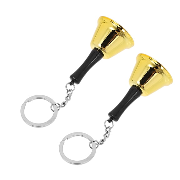 CTIRCHIU 2Pcs Golden Metal Hand Call Bells with Keychain for Home Classroom and Restaurant Use