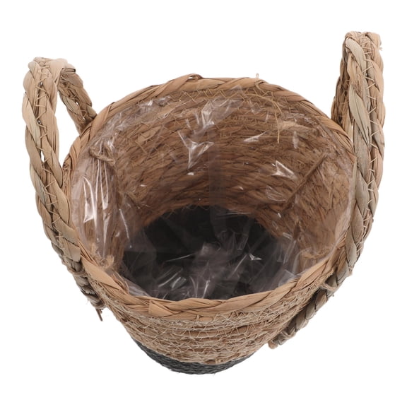 CTIRCHIU Rustic Farmhouse Planter Basket Handwoven with Grass for Balcony and Porch