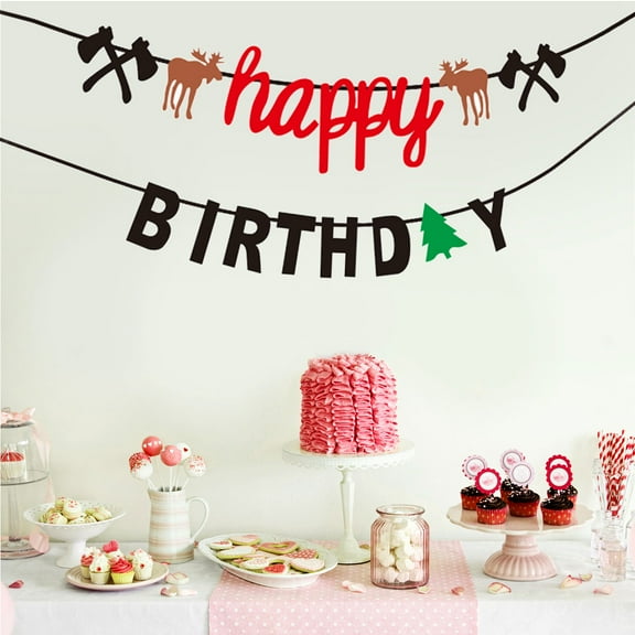 CTIRCHIU Happy Birthday Banner for Celebration Assorted Design Flag Shape 1Pack