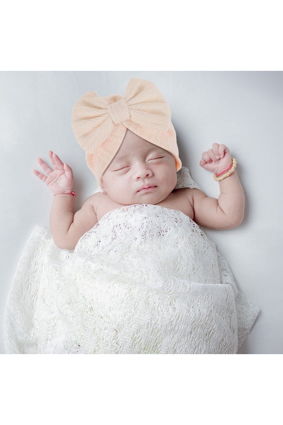 Headbands for Baby Girls Turban Hat Polyester Beige 1Set with Fashion Accessory for Infants