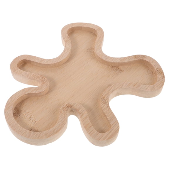 CTIRCHIU Wood Gingerbread Man Serving Tray Decorative Holiday Snack Platter Light Brown