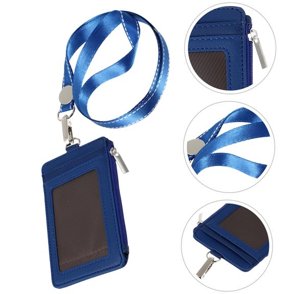 CTIRCHIU Dark Detachable Lanyard with Badge Holder, PU Neck Strap for ID Cards, 1 Piece