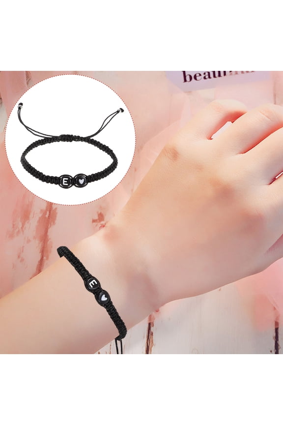 Simple Black Initial Bracelet Couples Wrist Chain for Daily Wear and Special Occasions